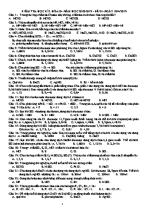 Đề kiểm tra học kỳ II môn Hóa học Lớp 10 - Đề 01 - Năm học 2018-2019
